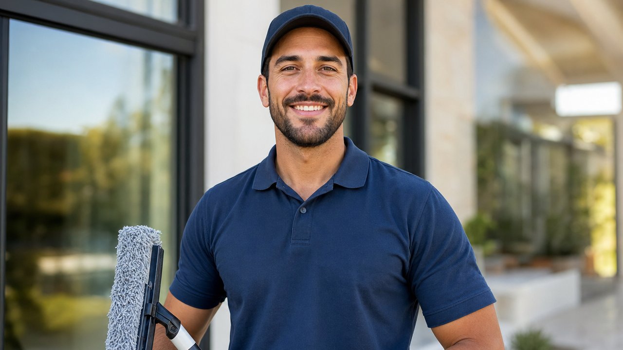 Manteca Window Cleaner crew with professional window cleaning equipment in Manteca, CA
